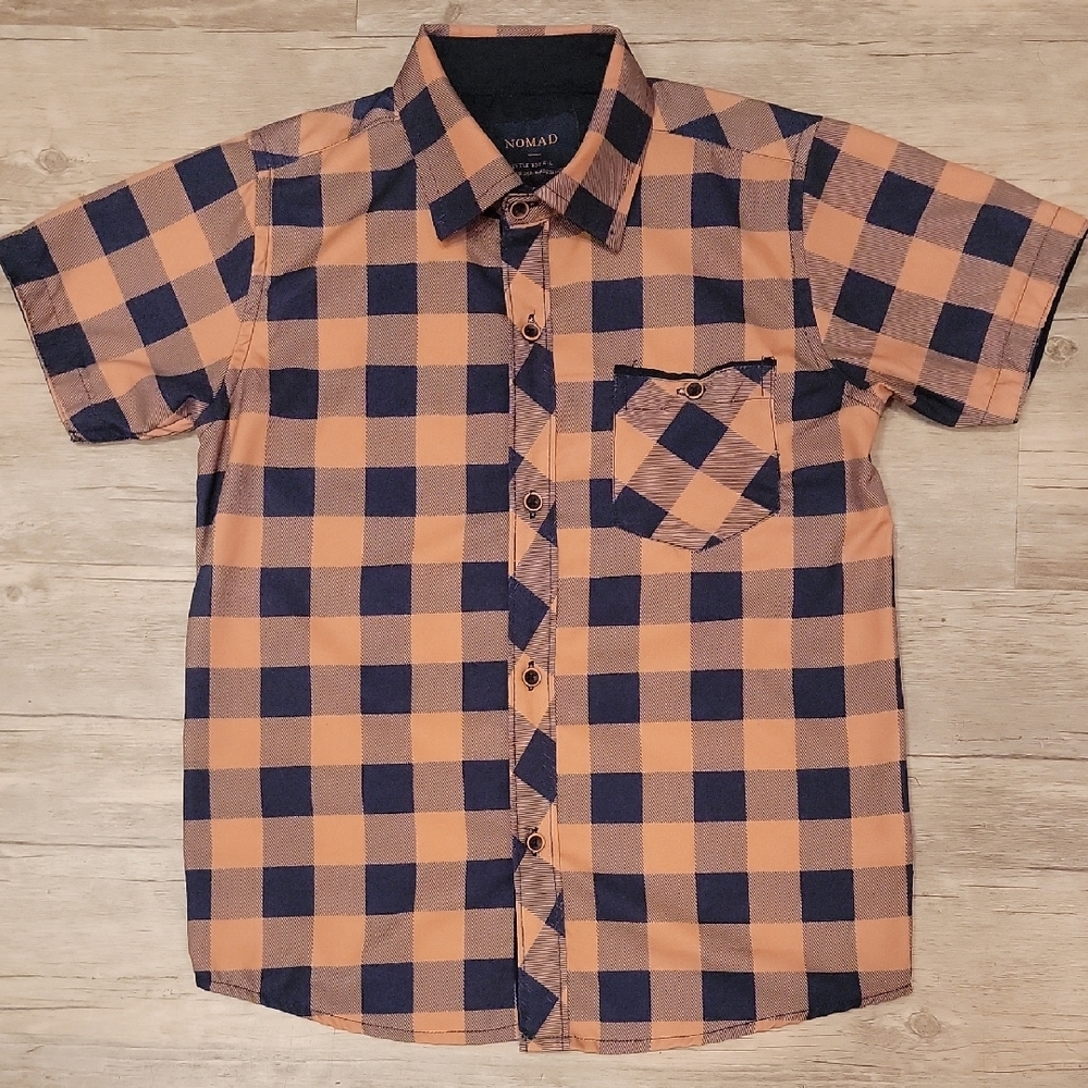 Nomad Boy's Blue and Tan Checkered Shirt